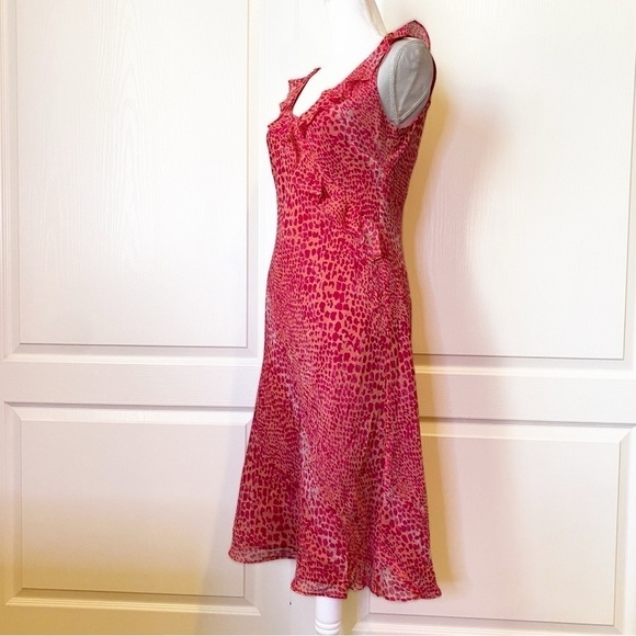 Ann Taylor Pink Silk Animal Print Shift Dress Size 8 - Picture 5 of 13
